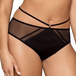 Figi Cassandra Strappy. Brązowe majtki damskie marki Avalingerie, xxl, w paski, z bawełny. Za 36,89 zł.
