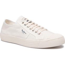 Trampki PEPE JEANS - PMS30549801 Factory White 801. Białe półbuty męskie Pepe Jeans, bez wzorów, z jeansu, klasyczne, bez zapięcia. W wyprzedaży za 149,00 zł.
