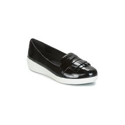 Baleriny FitFlop Fringey Sneakerloafer. Czarne baleriny damskie marki FitFlop, bez wzorów, bez obcasa. Za 335,20 zł.