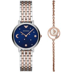 Zegarek EMPORIO ARMANI - Two Tone Watch & Bracelet Gift Set AR80024 Silver/Rose Gold/Silver. Szare zegarki damskie marki Emporio Armani, złote. Za 1369,00 zł.