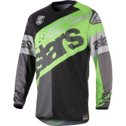Koszulka off road ALPINESTARS MX RACER FLAGSHIP kolor czarny/fluorescencyjny/szary/zielony, rozmiar XL. Szare koszulki męskie ALPINESTARS MX, xl, bez wzorów, z mikrofibry, bez kołnierzyka, bez rękawów. W wyprzedaży za 99,00 zł.