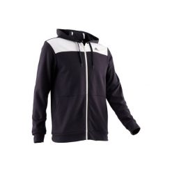 Bluza na zamek z kapturem Gym & Pilates 500 męska. Czarne bluzy męskie rozpinane marki Adidas, l, z bawełny, z kapturem. Za 169,99 zł.