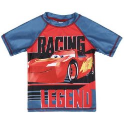 Disney Bluzka Chłopięca Pływacka Cars 116 Czerwony/Niebieski. Czerwone bielizna chłopięca Disney, z napisami, z krótkim rękawem. Za 44,00 zł.