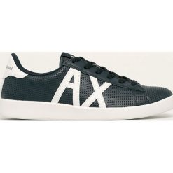 Armani Exchange - Buty. Niebieskie sneakersy męskie Armani Exchange, ze skóry, na sznurówki. Za 599,90 zł.