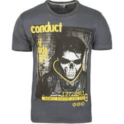 Koszulka męska t-shirt z nadrukiem grafitowa Recea. Szare koszulki męskie Recea, xl, z nadrukiem, z bawełny, bez kołnierzyka. Za 29,99 zł.