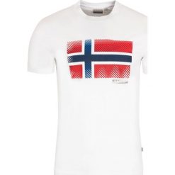 T-shirt Napapijri. Niebieskie koszulki męskie xxl, bez wzorów, z jeansu, z włoskim kołnierzykiem. Za 99,00 zł.