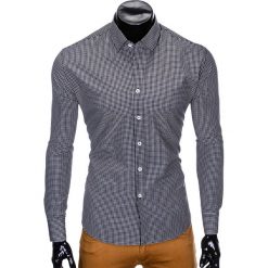 KOSZULA MĘSKA W KRATĘ Z DŁUGIM RĘKAWEM K426 - CZARNA/BIAŁA. Czarne koszule męskie Ombre Clothing, s, bez wzorów, bez kołnierzyka, z długim rękawem. Za 49,00 zł.