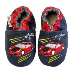 Buciki niemowlęce: Skórzane buty niemowlęce „Littele Racers” w kolorze granatowo-czerwonym