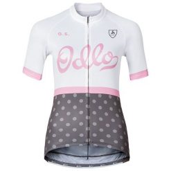 Bluzki, topy, tuniki: Odlo Koszulka Stand-up collar s/s full zip RIDE biała r. XS