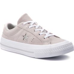 Tenisówki CONVERSE - One Star Ox 663589C Mouse/Mouse/White. Szare trampki dziewczęce Converse, bez wzorów, ze skóry, na sznurówki. W wyprzedaży za 169,00 zł.