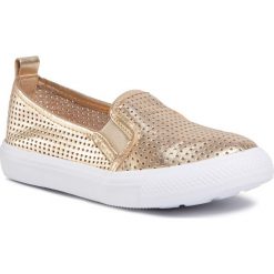 Tenisówki BIBI - Agility III 1061145 White Gold. Żółte trampki dziewczęce Bibi, bez wzorów, ze skóry, bez zapięcia. Za 189,00 zł.