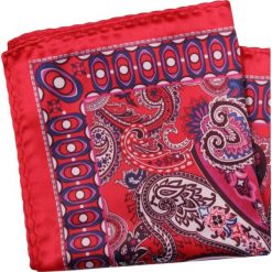 Czerwona Elegancka Męska Poszetka -ALTIES- 24x24 cm, Wzór Paisley, Łezki POSZALTTANIA0425. Czerwone poszetki męskie Alties, bez wzorów, z materiału, eleganckie. Za 16,90 zł.