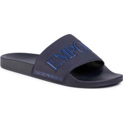 Klapki EMPORIO ARMANI - X4P103 XL792 E553 Night/Night. Niebieskie klapki męskie Emporio Armani, bez wzorów, z tworzywa sztucznego. W wyprzedaży za 249,00 zł.