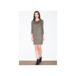 Sukienka M455 Oliwka. Zielone sukienki damskie FIGL, m, bez wzorów, z zamszu, bez kołnierzyka, z długim rękawem, długie, mini. Za 159,00 zł.