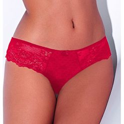 Brazyliany Dolores Red. Czerwone majtki damskie Dama Kier, w koronkowe wzory, z bawełny. Za 56,99 zł.