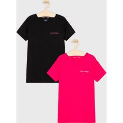 Calvin Klein Underwear - T-shirt dziecięcy 128-176 cm (2 pack). Różowe bluzki dziewczęce Calvin Klein Underwear, z nadrukiem, z bawełny, z okrągłym kołnierzem, z krótkim rękawem, krótkie, bez kaptura. Za 129,90 zł.