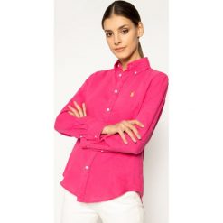 Koszula Polo Ralph Lauren 211780617. Różowe koszulki damskie polo Polo Ralph Lauren, s, bez wzorów, ze lnu, bez rękawów. W wyprzedaży za 459,00 zł.