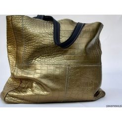Złota skórzana torebka zapinana na zamek. Żółte torebki klasyczne damskie Pakamera, ze skóry, eleganckie. Za 300,00 zł.