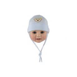 Czapeczki niemowlęce: STEIFF Boys Baby Wiązana czapeczka w prążki baby blue