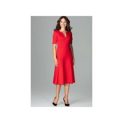 Sukienka K478 Czerwony. Czerwone sukienki damskie Lenitif, xl, bez wzorów, bez kołnierzyka, bez rękawów. Za 179,00 zł.