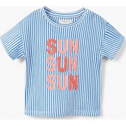 Mango Kids - Top dziecięcy Good 80-104 cm. Szare bluzki dziewczęce marki Mango Kids, z aplikacjami, z bawełny, z okrągłym kołnierzem, z krótkim rękawem. W wyprzedaży za 29,90 zł.