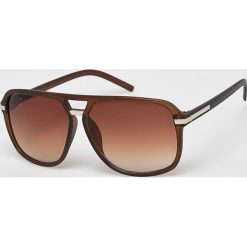 Answear - Okulary. Pomarańczowe okulary przeciwsłoneczne damskie ANSWEAR, prostokątne. W wyprzedaży za 29,90 zł.