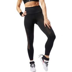 Reebok Studio Mesh Tight EB8094 leginsy damskie czarne XS. Czarne legginsy sportowe damskie Reebok, s, bez wzorów, z elastanu, z podwyższonym stanem, na fitness i siłownię. W wyprzedaży za 149,99 zł.