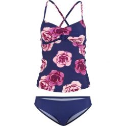 Tankini (2 części) bonprix ciemnoniebiesko-lila z nadrukiem. Niebieskie stroje kąpielowe damskie bonprix, z nadrukiem. Za 89,99 zł.