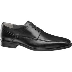 Półbuty meskie AM SHOE czarne. Czarne buty wizytowe męskie AM SHOE, ze skóry, na sznurówki. Za 139,00 zł.