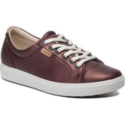 Półbuty ECCO - Soft 7 W 43000351485 Fig Metallic. Czerwone półbuty damskie ecco, na co dzień, bez wzorów, ze skóry, bez obcasa, na płaskiej podeszwie, bez zapięcia. Za 449,00 zł.