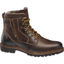 Kozaki męskie AM SHOE brązowe. Brązowe buty zimowe męskie AM SHOE, z materiału, na sznurówki. Za 195,00 zł.