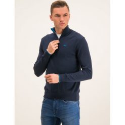 Sweter La Martina OMS003 YW020. Niebieskie swetry męskie La Martina, xxl, bez wzorów, klasyczne, z klasycznym kołnierzykiem, bez kaptura. W wyprzedaży za 369,00 zł.