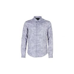 Koszule z długim rękawem Emporio Armani NARRALE. Niebieskie koszule męskie marki Emporio Armani, s, bez wzorów, bez kołnierzyka, z długim rękawem. Za 599,20 zł.