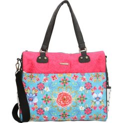 Torebki klasyczne damskie: Torebka „Keziah” w kolorze turkusowym ze wzorem – 40 x 31 x 10 cm