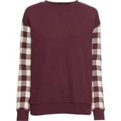 Bluza dresowa bonprix czerwony klonowy - naturalny w kratę. Czerwone bluzy rozpinane damskie bonprix, z nadrukiem, z dresówki. Za 89,99 zł.