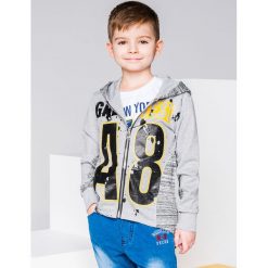 Bluzy chłopięce: BLUZA DZIECIĘCA ROZPINANA Z KAPTUREM KB016 KIDS – SZARA