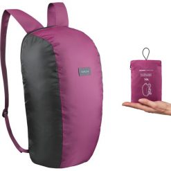 Plecak kompaktowy trekkingowy 10 L - TRAVEL 100. Różowe plecaki męskie FORCLAZ, bez wzorów, z poliesteru. Za 9,99 zł.