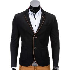 MARYNARKA MĘSKA ELEGANCKA M82 - CZARNA. Czarne marynarki męskie wizytowe marki Ombre Clothing, m, z poliesteru. Za 109,00 zł.