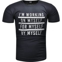 Koszulka męska t-shirt z nadrukiem czarny Recea. Czarne koszulki męskie Recea, xl, z nadrukiem, z bawełny, bez kołnierzyka, bez rękawów. Za 19,99 zł.
