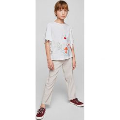 Mango Kids - Top dziecięcy Sabira 110-164 cm. Szare bluzki dziewczęce marki Mango Kids, z nadrukiem, z bawełny, z okrągłym kołnierzem. Za 59,90 zł.