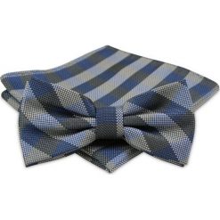 Modna Mucha Męska - Alties - Krata Popielato-Niebieska MUALTS0239. Szare muszki męskie Alties, na imprezę, w paski, eleganckie. Za 39,00 zł.