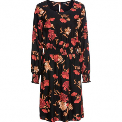 Sukienka boho z nadrukiem: MUST HAVE bonprix czarny w kwiaty. Czarne sukienki boho bonprix, w kwiaty, z okrągłym kołnierzem. Za 99,99 zł.