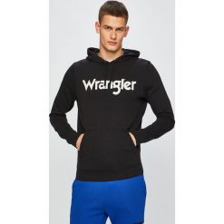 Wrangler - Bluza. Czarne bluzy męskie Wrangler, s, z nadrukiem, z bawełny, z kapturem, bez rękawów, z kapturem. Za 249,90 zł.