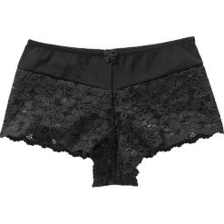Figi "maxi panty" bonprix czarny. Czarne figi bonprix, w koronkowe wzory, z koronki. Za 34,99 zł.