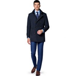 Płaszcz C.Granatowy Apollos. Niebieskie płaszcze męskie marki LANCERTO, na zimę, m, z tkaniny, eleganckie. W wyprzedaży za 599,90 zł.