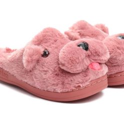 Ciemnoróżowe Kapcie Grizzly Bear. Czerwone kapcie dziewczęce Born2be, z materiału. Za 49,99 zł.