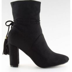 Botki na obcasie czarne FA183 BLACK. Czarne botki damskie obuwie damskie, z zamszu, eleganckie, bez obcasa, na obcasie, na sznurówki. Za 114,14 zł.