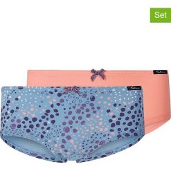 Pełne figi (2 pary) w kolorze błękitnym i brzoskwiniowym. Pomarańczowe majtki dziewczęce Skiny Girls. W wyprzedaży za 35,95 zł.