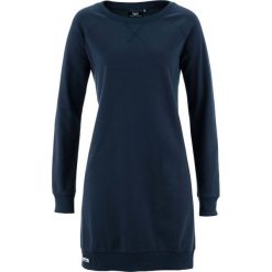 Sukienka dresowa bonprix ciemnoniebieski. Niebieskie sukienki damskie bonprix, bez wzorów, z dresówki, bez kołnierzyka, bez rękawów. Za 54,99 zł.