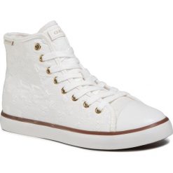 Trampki GEOX - J Ciak G. B J0204B 000DS C1000 D White. Białe trampki dziewczęce Geox, bez wzorów, ze skóry, na sznurówki. W wyprzedaży za 219,00 zł.